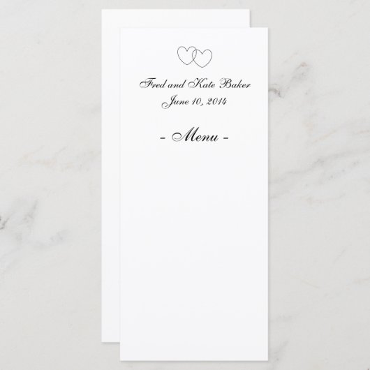 "Interlocking Hearts" Menu Kaarten (Voorkant / Achterkant)