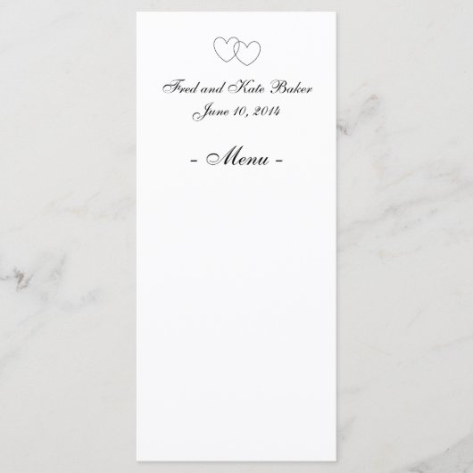 "Interlocking Hearts" Menu Kaarten (Voorkant)