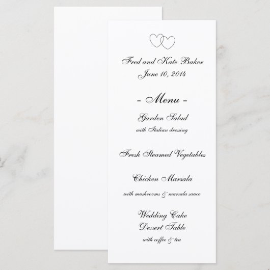 "Interlocking Hearts" Menu Kaarten (Voorkant / Achterkant)