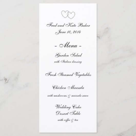 "Interlocking Hearts" Menu Kaarten (Voorkant)