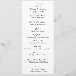 "Interlocking Hearts" Wedding Program Programmakaart