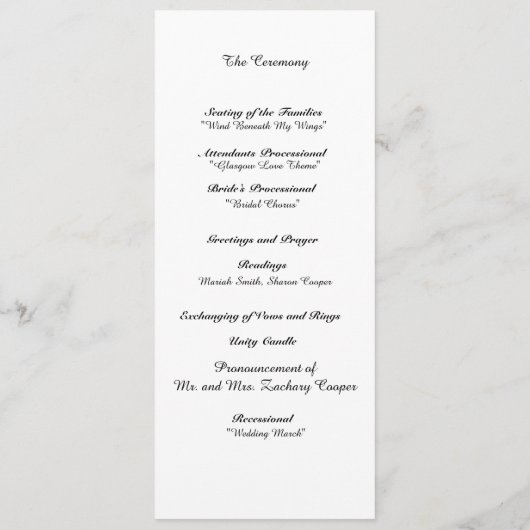 "Interlocking Hearts" Wedding Program Programmakaart (Achterkant)