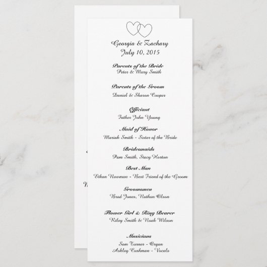 "Interlocking Hearts" Wedding Program Programmakaart (Voorkant / Achterkant)