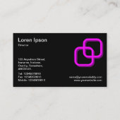 Interlocking Squares 3d - Magenta op zwart Visitekaartje (Achterkant)