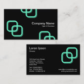 Interlocking Squares 3d - Turquoise op Black Visitekaartje (Voorkant / Achterkant)