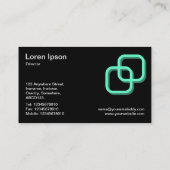 Interlocking Squares 3d - Turquoise op Black Visitekaartje (Achterkant)