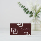 Interlocking Squares 3d - Wit op donkerbruin Visitekaartje (Staand voorkant)