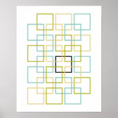 Interlocking Squares Blue Green White Black Poster (Voorkant)