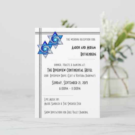 Interlocking sterren van David Wedding Reception Kaart (Staand voorkant)