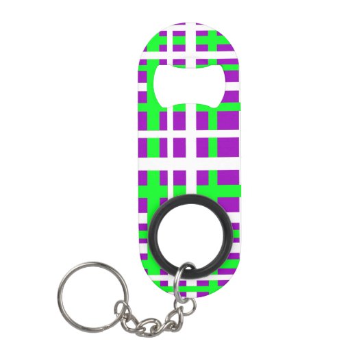 Interlocking Stripes Black Green Paars Mini Flessenopener (Voorkant)