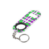 Interlocking Stripes Black Green Paars Mini Flessenopener (Achterkant Gekanteld)