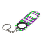 Interlocking Stripes Black Green Paars Mini Flessenopener (Voorkant Gekanteld)