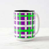 Interlocking Stripes Black Green Paars Tweekleurige Koffiemok (Voorkant rechts)