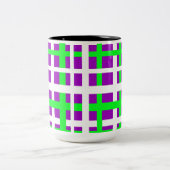 Interlocking Stripes Black Green Paars Tweekleurige Koffiemok (Center)