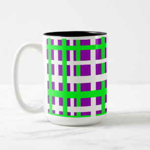 Interlocking Stripes Black Green Paars Tweekleurige Koffiemok