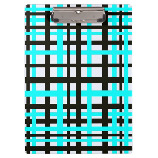 Interlocking Stripes Black White Blauwgroen Klembord (Voorkant)