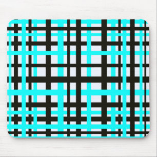Interlocking Stripes Black White Blauwgroen Muismat