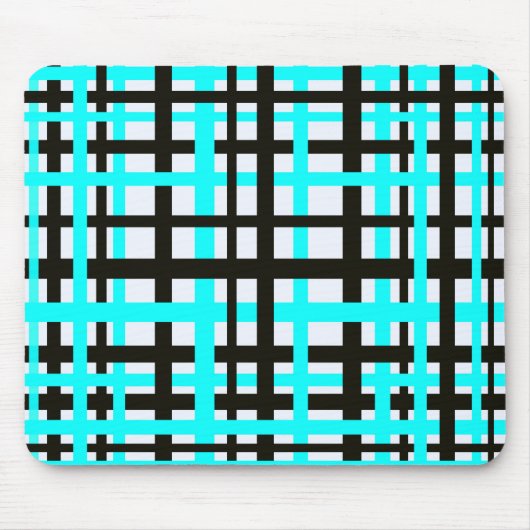 Interlocking Stripes Black White Blauwgroen Muismat (Voorkant)