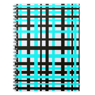 Interlocking Stripes Black White Blauwgroen Notitieboek
