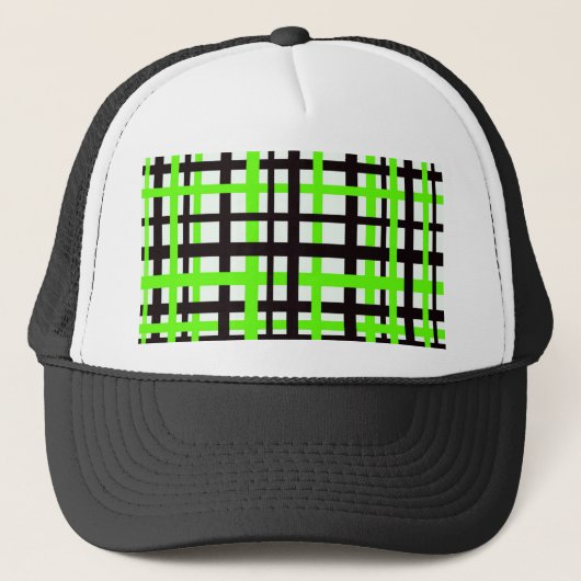 Interlocking Stripes Black White Green Trucker Pet (Voorkant)