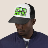 Interlocking Stripes Black White Green Trucker Pet (In situ)