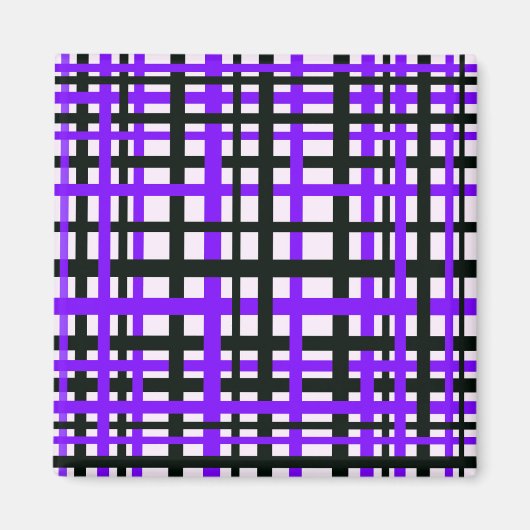Interlocking Stripes Black White Paars Magneet (Voorkant)