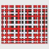 Interlocking Stripes Black White Red Cadeaupapier (Vlak)