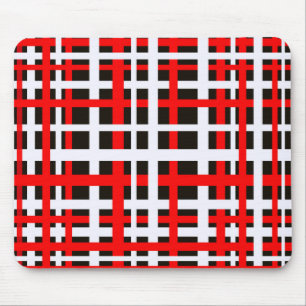 Interlocking Stripes Black White Red Muismat