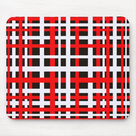 Interlocking Stripes Black White Red Muismat (Voorkant)