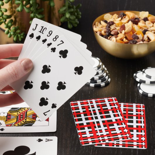 Interlocking Stripes Black White Red Pokerkaarten (Insitu)