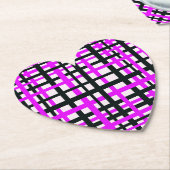 Interlocking Stripes Black White Roze Kartonnen Onderzetters (Gekanteld)