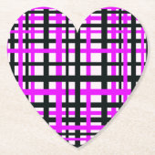 Interlocking Stripes Black White Roze Kartonnen Onderzetters (Voorkant)