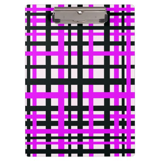 Interlocking Stripes Black White Roze Klembord (Voorkant)
