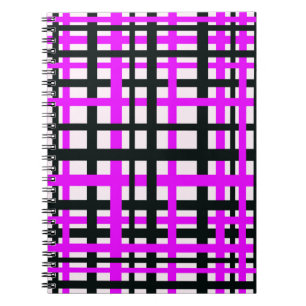 Interlocking Stripes Black White Roze Notitieboek