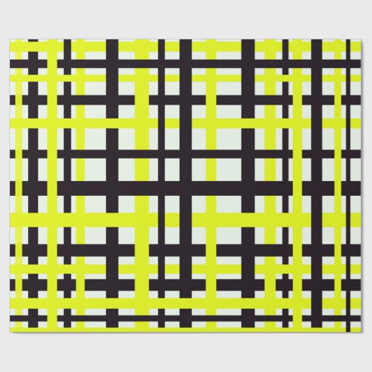 Interlocking Stripes Black White Yellow Cadeaupapier (Vlak)