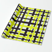 Interlocking Stripes Black White Yellow Cadeaupapier (Uitgerold)