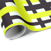 Interlocking Stripes Black White Yellow Cadeaupapier (Rol Hoek)