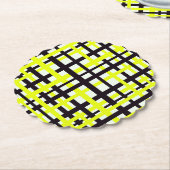 Interlocking Stripes Black White Yellow Kartonnen Onderzetters (Gekanteld)