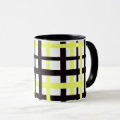 Interlocking Stripes Black White Yellow Mok (Voorkant rechts)