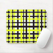 Interlocking Stripes Black White Yellow Muismat (Met muis)