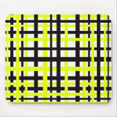 Interlocking Stripes Black White Yellow Muismat (Voorkant)