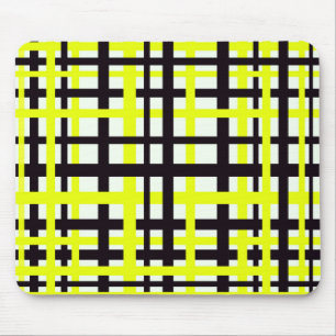 Interlocking Stripes Black White Yellow Muismat