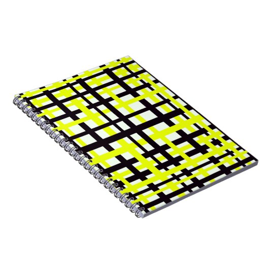 Interlocking Stripes Black White Yellow Notitieboek (Rechterzijde)