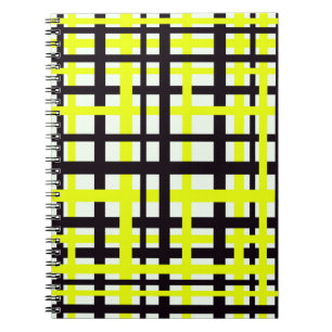 Interlocking Stripes Black White Yellow Notitieboek
