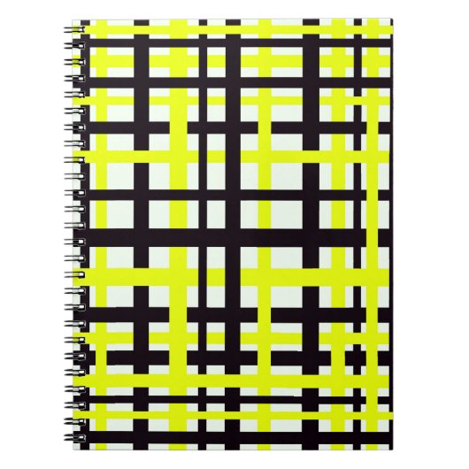 Interlocking Stripes Black White Yellow Notitieboek (Voorkant)