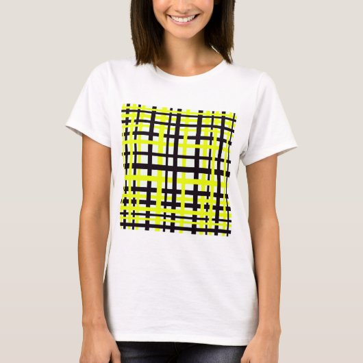 Interlocking Stripes Black White Yellow T-shirt (Voorkant)
