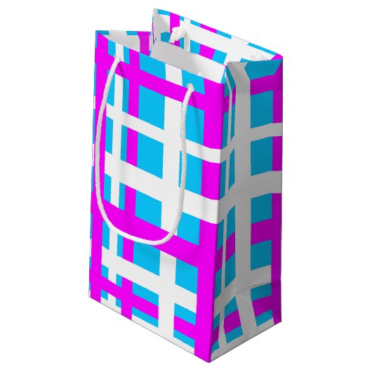 Interlocking Stripes White Pink Light Blue Klein Cadeauzakje (Achterkant Gekanteld)