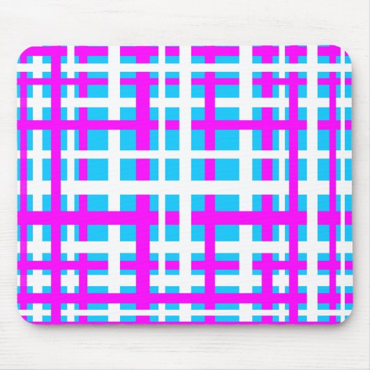 Interlocking Stripes White Pink Light Blue Muismat (Voorkant)