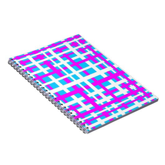 Interlocking Stripes White Pink Light Blue Notitieboek (Rechterzijde)