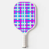Interlocking Stripes White Pink Light Blue Pickleball Paddle (Achterkant)